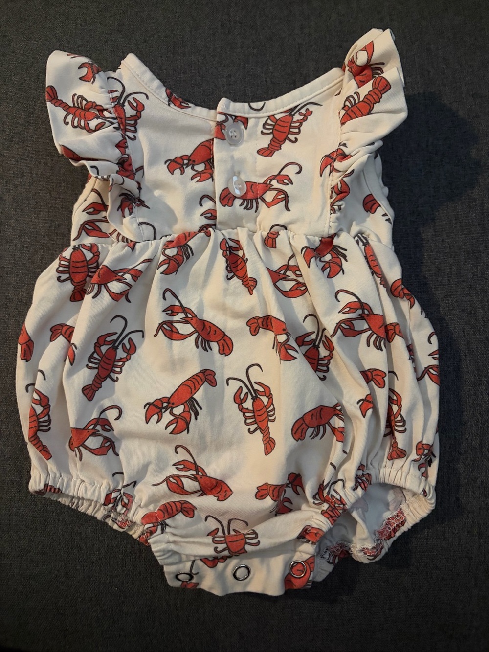 Ollie Jay Baby White Crawfish Print Romper